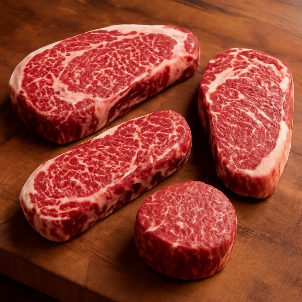 Viande de bœuf de Bazas AOP, persillage et présentation bouchère traditionnelle