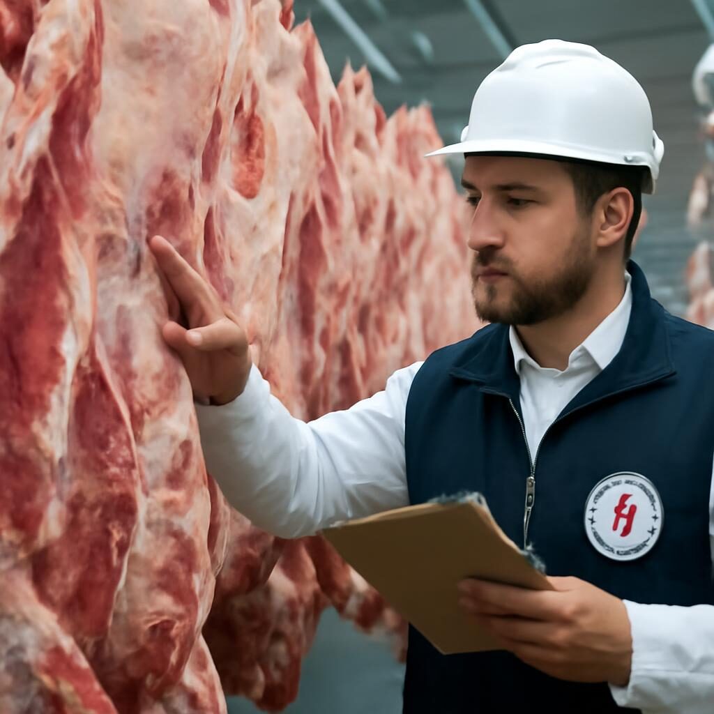 Contrôle qualité des carcasses bovines en chambre froide d'abattoir coopératif