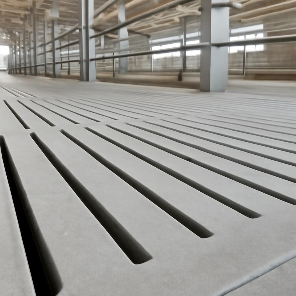 Detail des fentes du caillebotis beton pour bovin