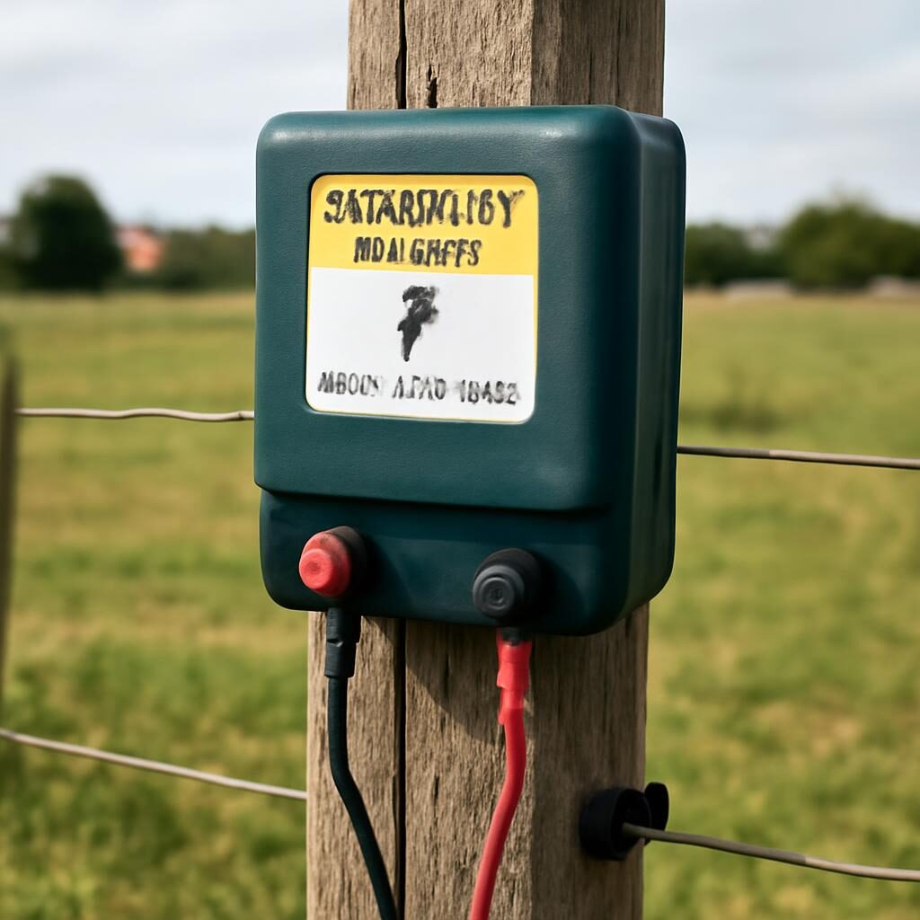 Électrificateur de clôture électrique pour bovins monté sur poteau