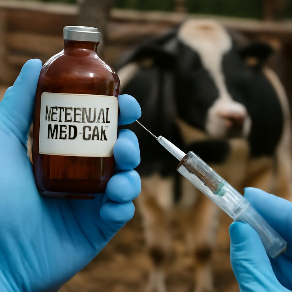 Preparation injection veterinaire flacon et seringue pour traitement bovin