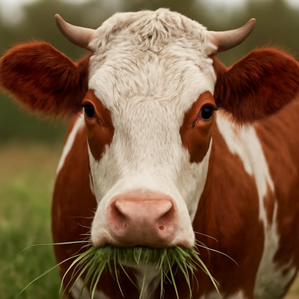Vache Montbeliarde robe pie rouge gros plan