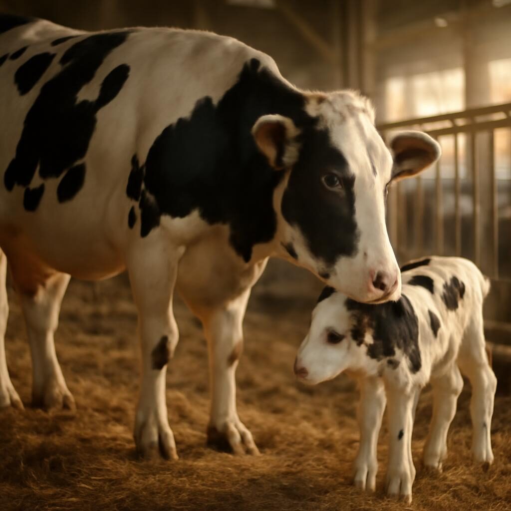 Genisse nouveau-nee issue d une insemination en semence sexee