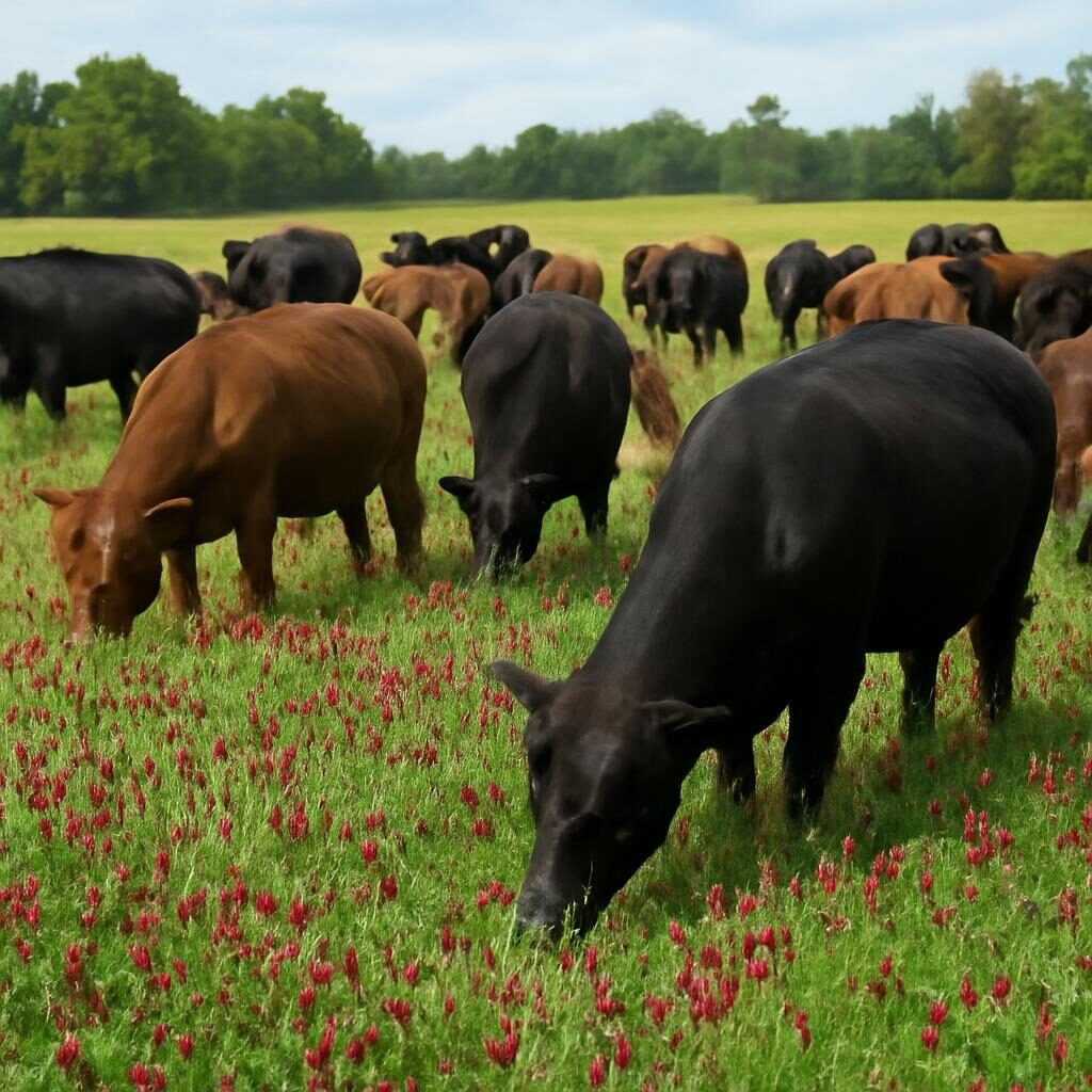Vaches pâture trèfle violet prairie agriculture