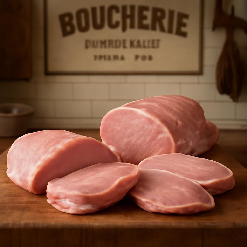 Viande blanche de veau sous la mere chez un boucher artisan
